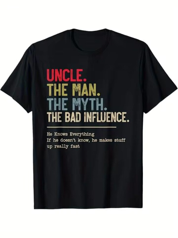 Men's Funny Quote T-Shirt - "Uncle, Legend, Bad Role Model" - Heavy Duty Sailor Collar T-Shirt
