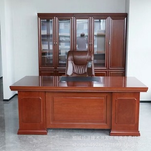 Suzhou Ceo Office Boss Desk Sticker Solid Wood Leather Boss Desk Executive Desk Ceo Manager Supervisor Desk Desk and Chair