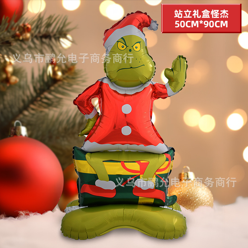 跨境圣诞气球大合集站立圣诞树老人雪人圣诞树新年节日布置铝箔气|undefined