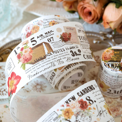 Momo Retro Floral Watercolor Washi Tape Flower Wonderland Series 8 DIY Decoration Material Stickers for Handheld Accounts