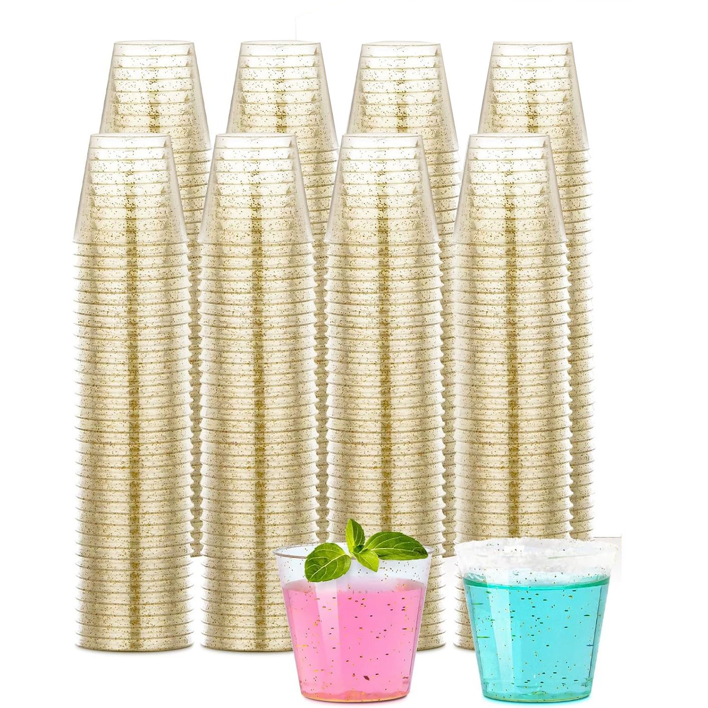 Прямые продажи с фабрики прозрачный золотой порошок 1OZ унции жесткий пластик небольшой авиационный тестовый стакан для вечеринок