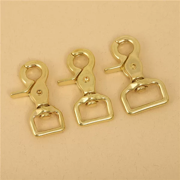 Brass dog buckle square bottom financial cloth chain hook buckle pure copper strap lobster buckle handmade leather luggage hardware accessories wholesale