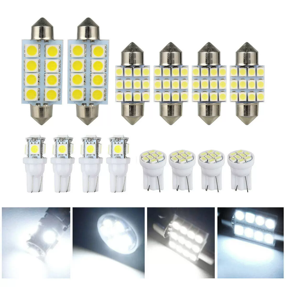14pcs组合套装汽车led示宽灯 阅读灯 车顶灯 T10 双尖 车内牌照灯