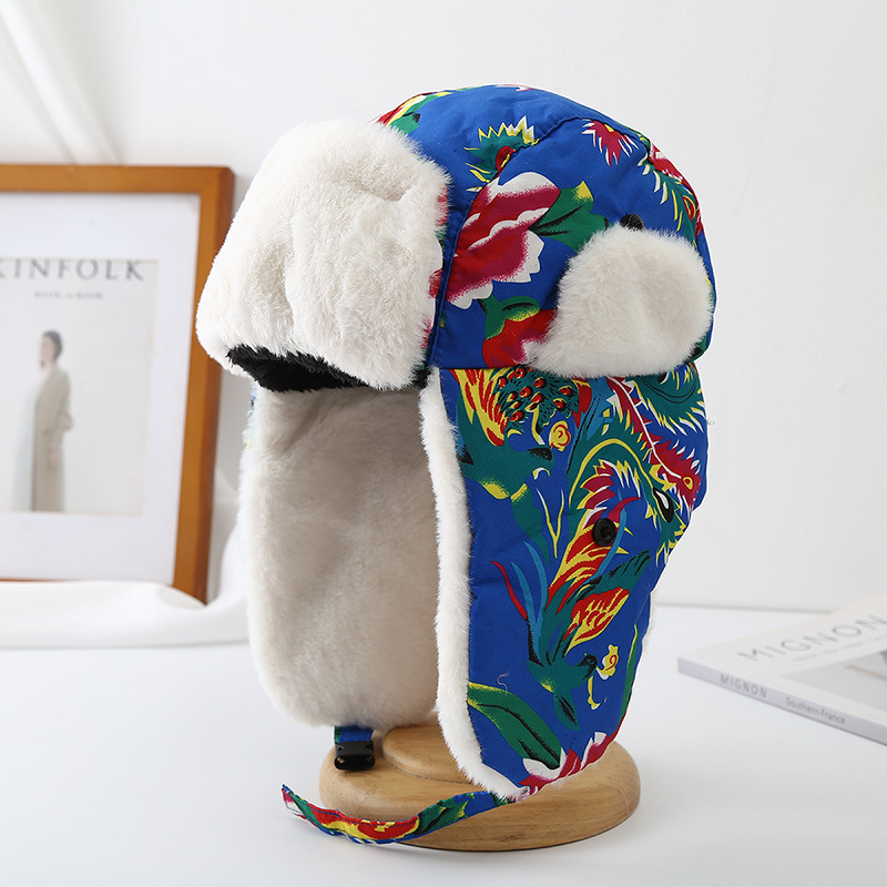 Northeast Flower Leifeng sombrero de invierno para hombres y mujeres grueso sombrero de oído caliente sombrero de esquí para padres e hijos algodón poliéster frío