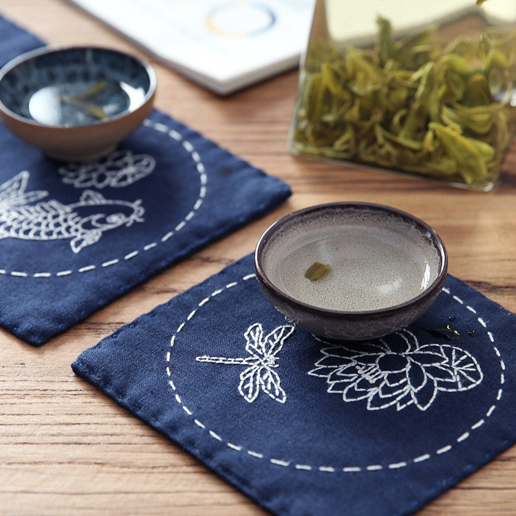 Bordado DIY auto-bordado principiante haciendo Mat tridimensional bordado posavasos placa estera matanza paquete de material de tiempo