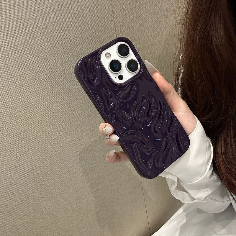 陨石纹适用iPhone16硅胶手机壳亮面折皱苹果15简约纯色14保护套13|undefined