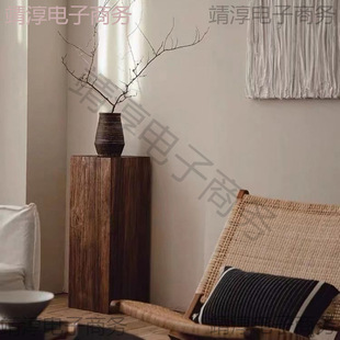# Wabi-Sabi Style Square Wooden Stool Flower Stand Log Tree Stump Coffee Table Side Table Retro Natural Solid Wood Base Display