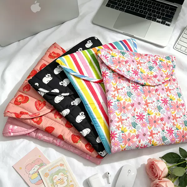 New Cross-Border Cartoon Print Tablet Bag 15inch Laptop Storage Bag Quilted Floral Inner Bag Manufacturer
