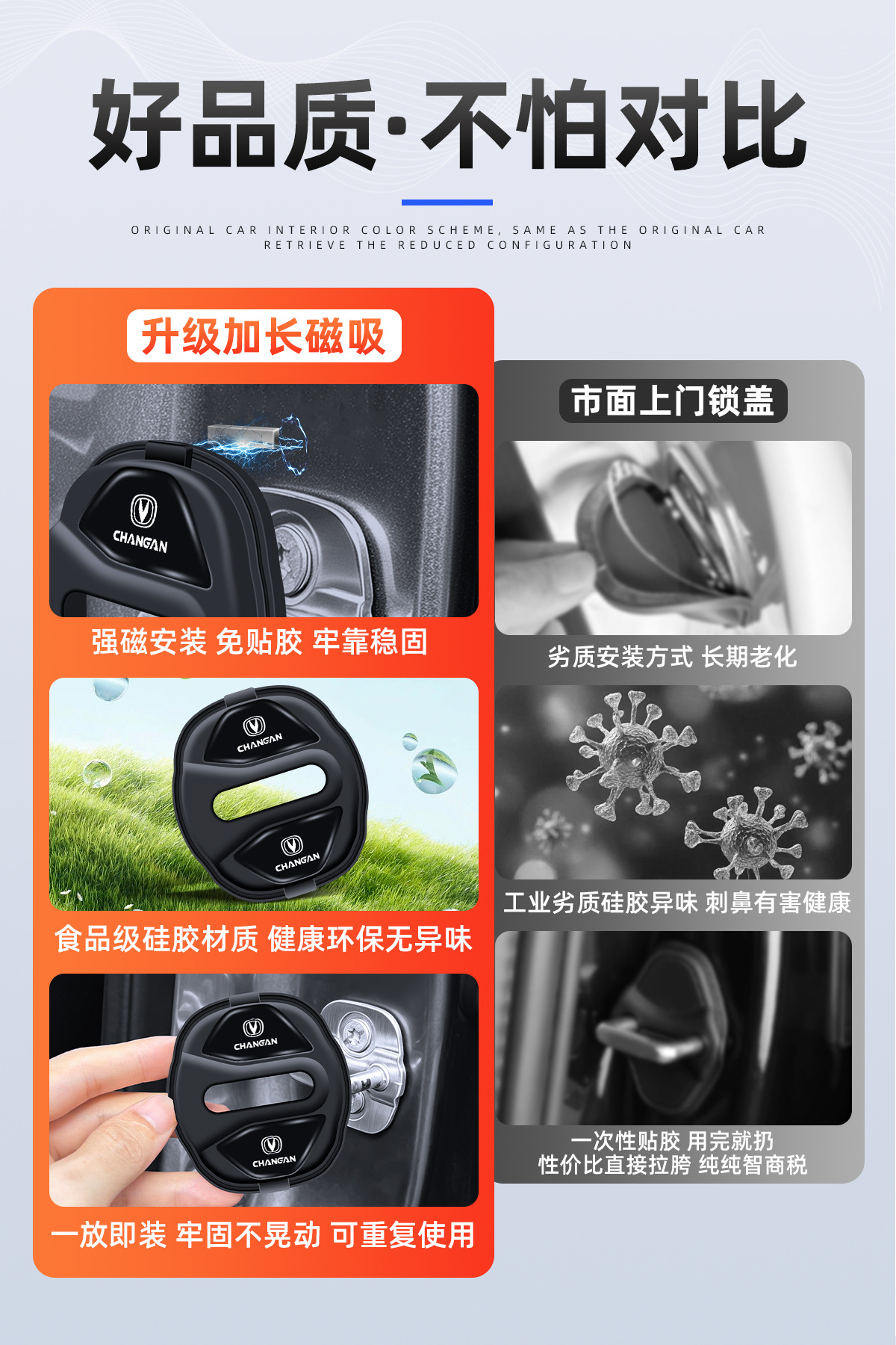 Changan CS75 Eado CS55/UNIV/UNIZ Magnetic Silicone Car Door Lock Cover Shock Absorbing Buffer Waterproof Protective Cover