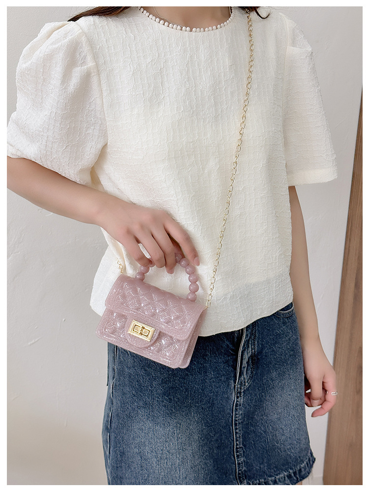 157g Weight Polyester Lining Material Flip Cover Closure Type Single Shoulder Strap Strap Type Jelly Bag Bags Type Casual, Holiday Occasion PVC Material Solid Color Pattern All Seasons Season Women's Gender Basic, Classic Style Style Square Shape Small Size Women's Small PVC Solid Color Basic Classic Style Square Flip Cover Jelly Bag 14