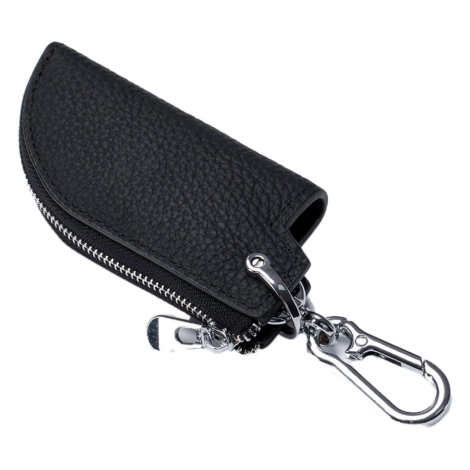 New genuine leather zipper key case men's first layer cowhide waist hanging car key case multifunctional household key chain