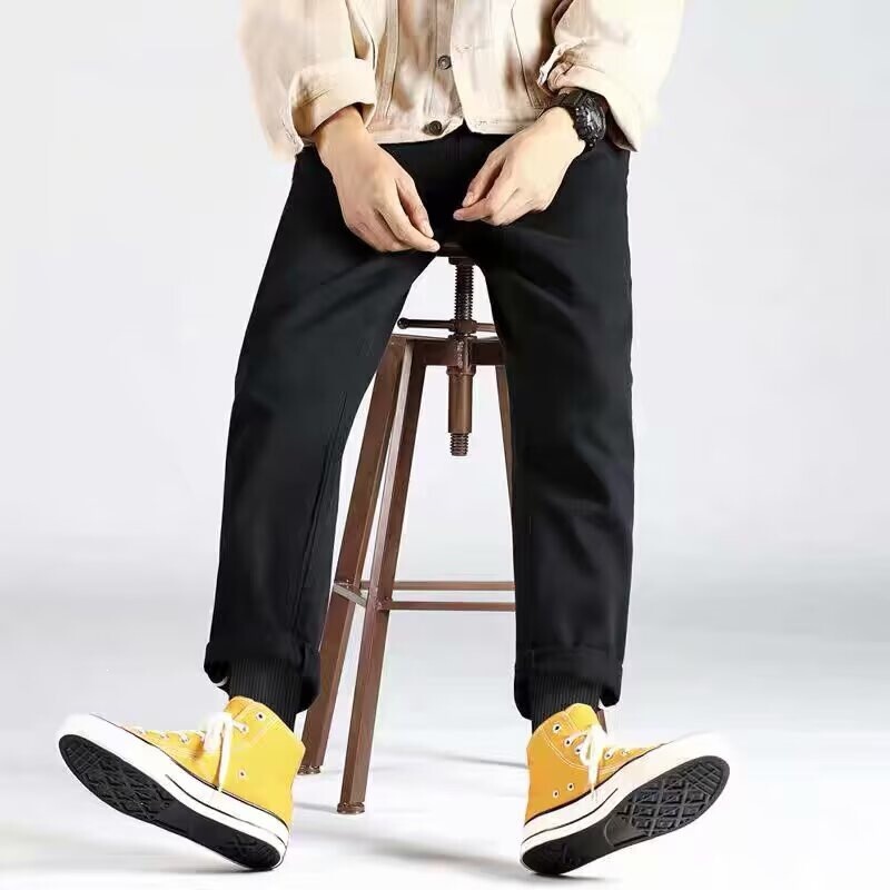 Summer new casual pants for men, American trendy brand, loose straight elastic stylish French workwear pants Summer new casual pants for men, American trendy brand, loose straight elastic stylish French workwear pants