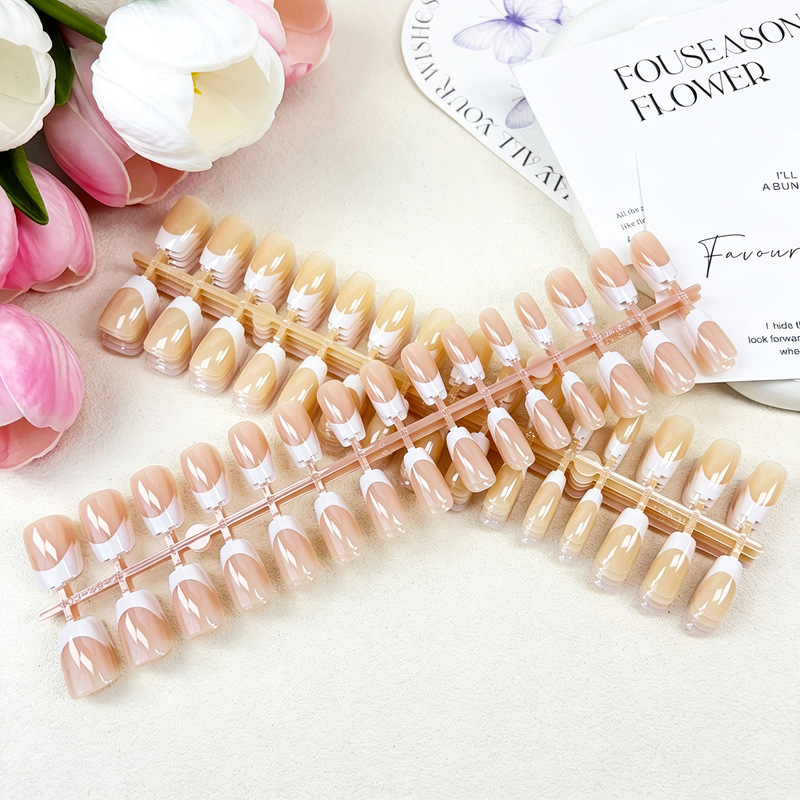 Cross-Border 24-Piece White French-Style Water Drop Almond Nail Tips Press-On Nails Wholesale Pressonnails Cross-Border 24-Piece White French-Style Water Drop Almond Nail Tips Press-On Nails Wholesale Pressonnails