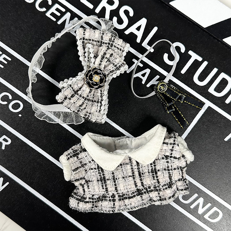 仅衣服适用拉布布坐坐派对小香风裙子15cm一代二代Labubu搪胶娃衣|undefined