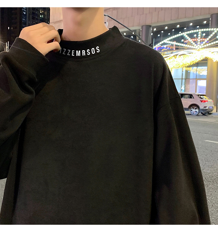 Men's Half-turtle Neck Thermal Knit Sweater Fleece Lined Pullover_voghion.com