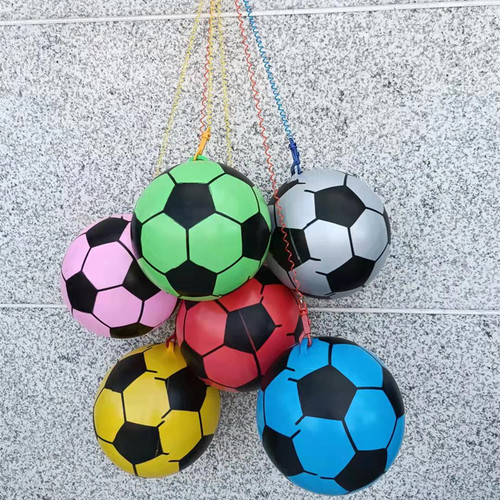 Internet celebrity street stall inflatable football watermelon racket with chain pattern practice ball elastic ball toy wholesale