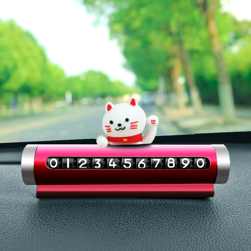 Número de estacionamiento temporal del automóvil, placa de matrícula móvil tipo rodillo de metal, tarjeta de automóvil móvil roja, decoración del automóvil, accesorios interiores