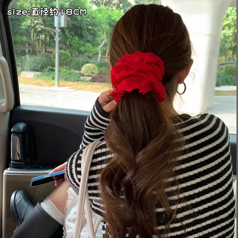 Encaje francés, lazo para el cabello, cuerda para la cabeza, mujer 2025, nuevo estilo, bola, cabeza, flor, alta sensación, cola de caballo, cuerda para el cabello, tocado