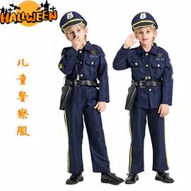 万圣节跨境cosplay警察服儿童角色扮演套装派对衣服欧美同款cos服