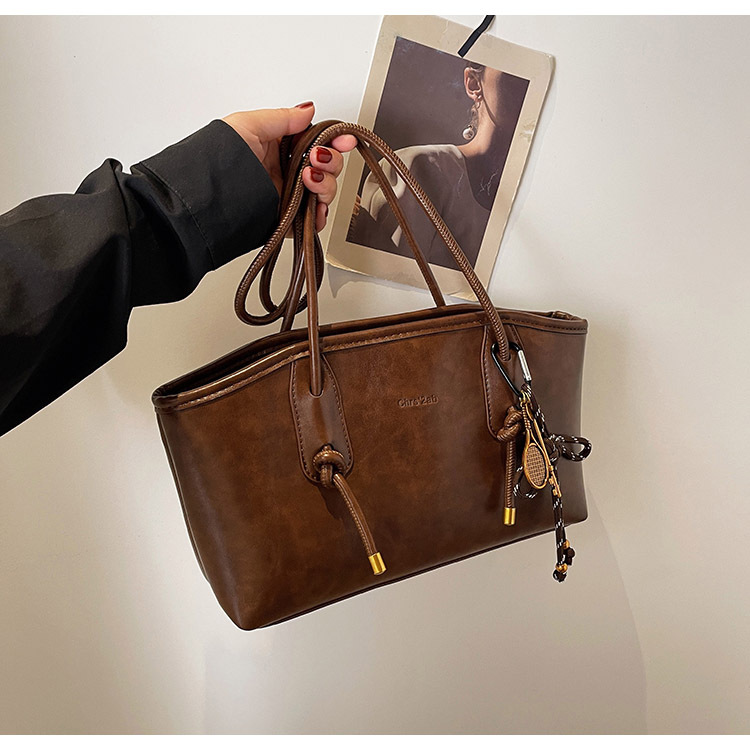 Borsa a tracolla semplice da donna, in PU, con texture retrò, casual, per pendolari, primavera ed estate, personalità europea e americana_voghion.com