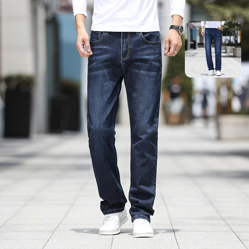 Straight loose jeans men's spring and au...
