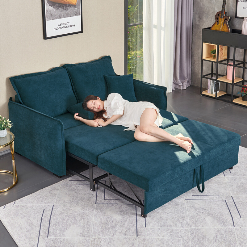 Sofá cama multifuncional plegable tecnología rosa tela de peluche tres extracciones cama invisible apartamento estilo in
