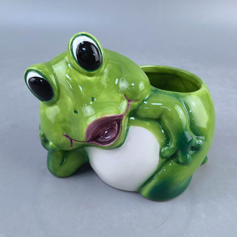 Cerámica pequeña maceta creativa animación conejo pequeño panda rana perro pintado a mano recipiente de maceta de cerámica carne