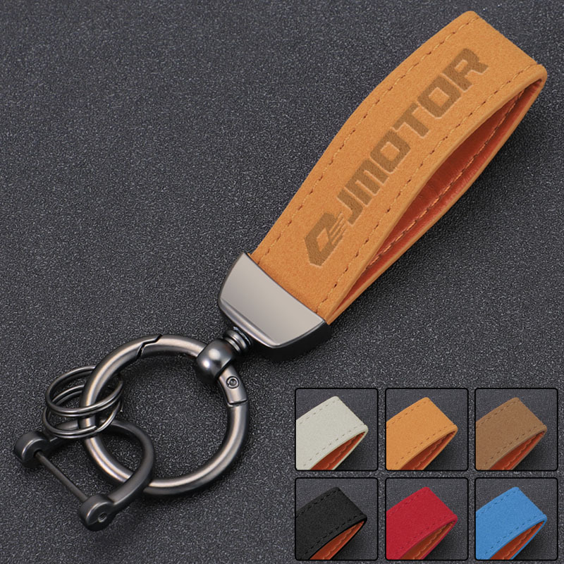 Llavero de motocicleta de piel abatida para Suzuki Yamaha logotipo de impresión en caliente llavero anti-pérdida al por mayor