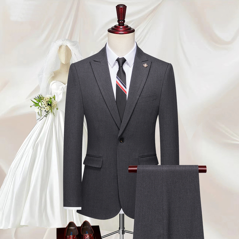 Dichuang Wedding Suit Store: Men's Stylish Dark Gray Business Formal Slim-Fit Suit for Wedding and Groom Preparation Dichuang Wedding Suit Store: Men's Stylish Dark Gray Business Formal Slim-Fit Suit for Wedding and Groom Preparation