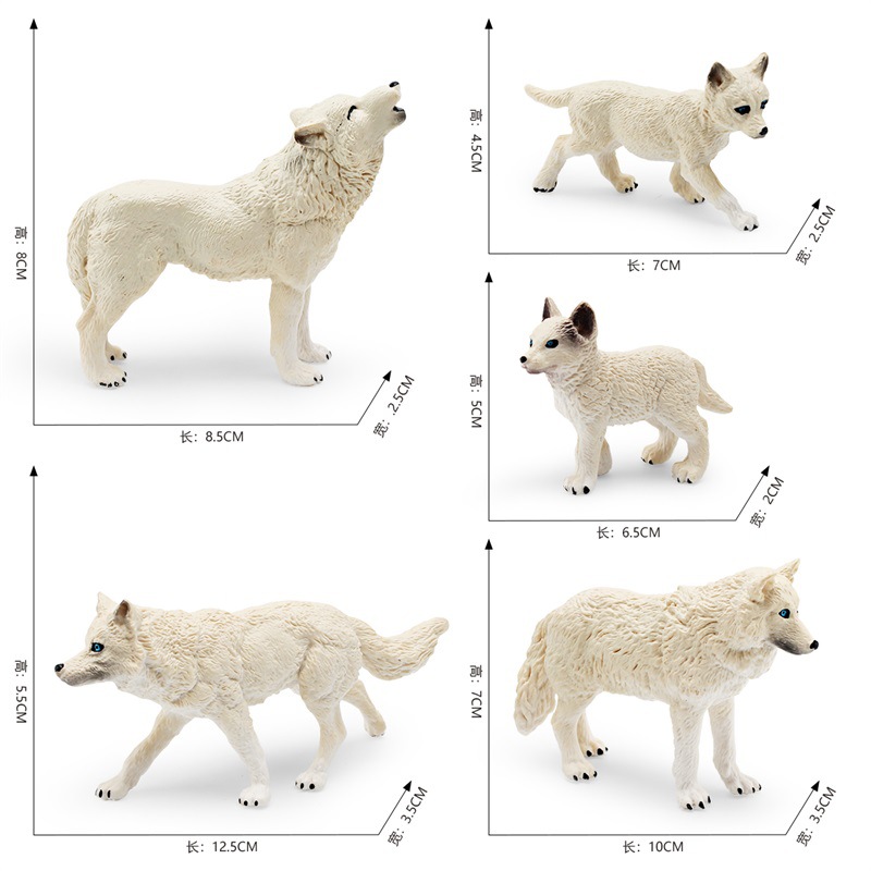 Simulación transfronteriza bosque animal Lobo Blanco modelo Cognición de los niños Lobo Ártico Lobo rugiente bebé escritorio decoración juguete