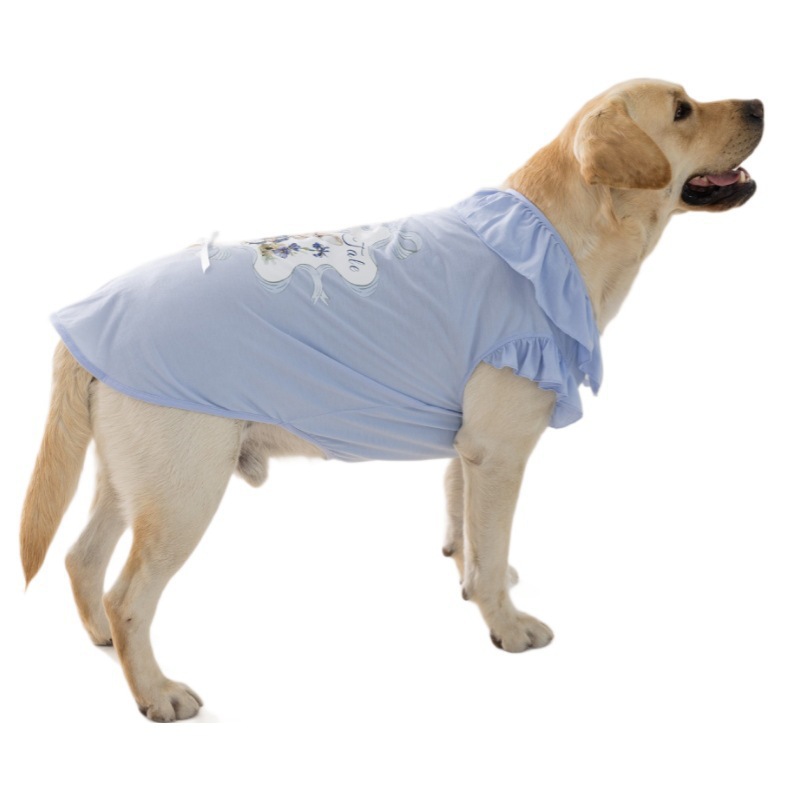 Primavera y verano perro golden retriever perro mediano y grande estampado de dibujos animados chaleco con cuello de encaje perro grande ropa fina de verano para mascotas