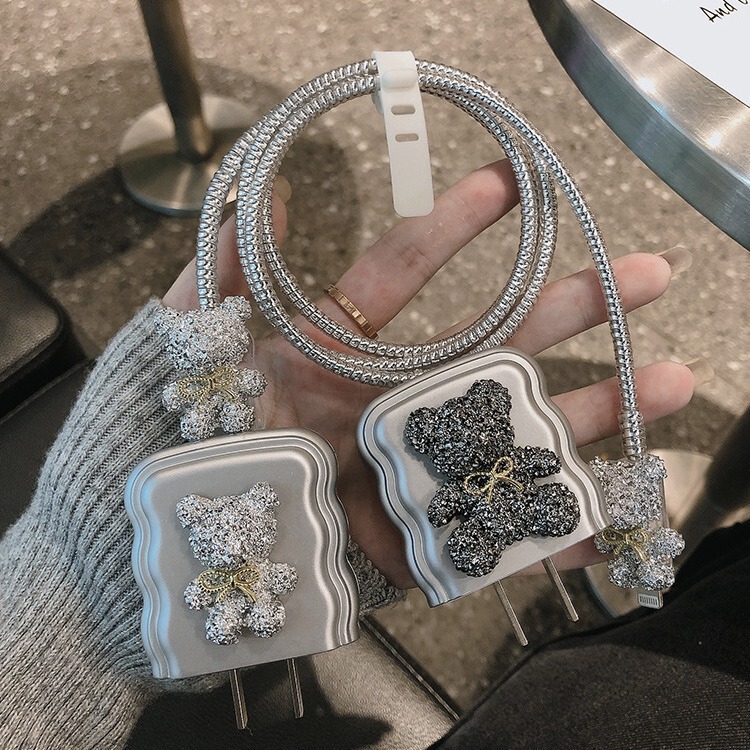 Apple iPhone充電器データケーブル保護ケース、新電解メッキ、シンプルで高級感のある可愛い漫画風|undefined