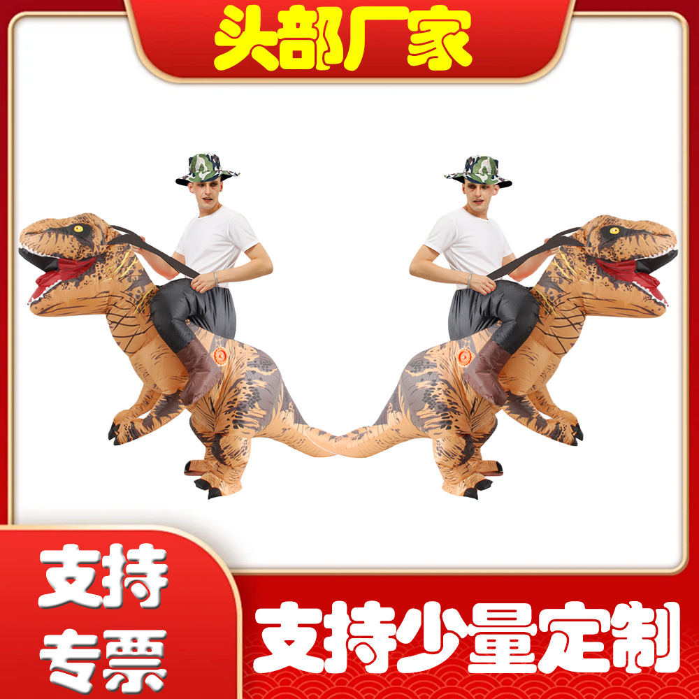 Traje inflable de dinosaurio de Halloween para fiestas, con dibujo de tiranosaurio rex, traje inflable 3D de dinosaurio.