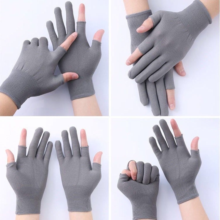 薄款露二指露三指防晒透气触屏耐磨采摘防护劳作男工作劳保手套女