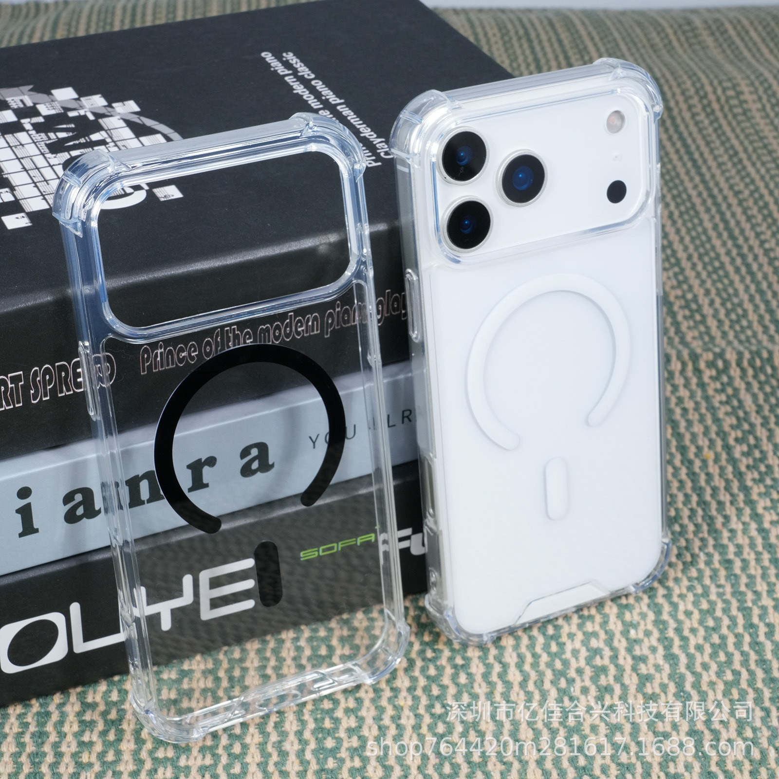 C-ring abierto manzana 17PROMAX caso de teléfono celular para iPhone 15 caso magnético transparente a prueba de caídas