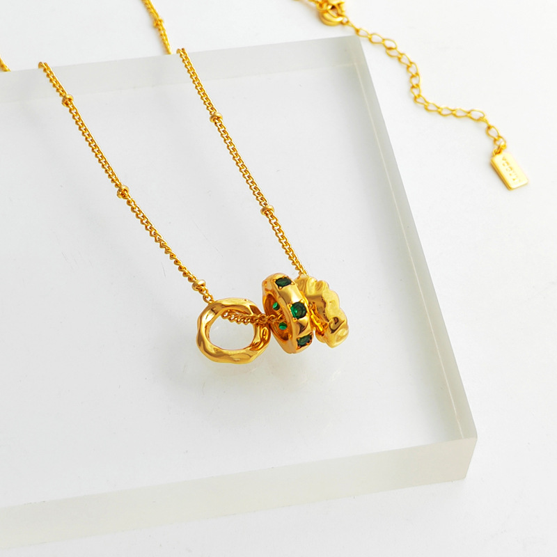 Fashion Geometric Copper Inlay Artificial Gemstones Necklace 1 Piece