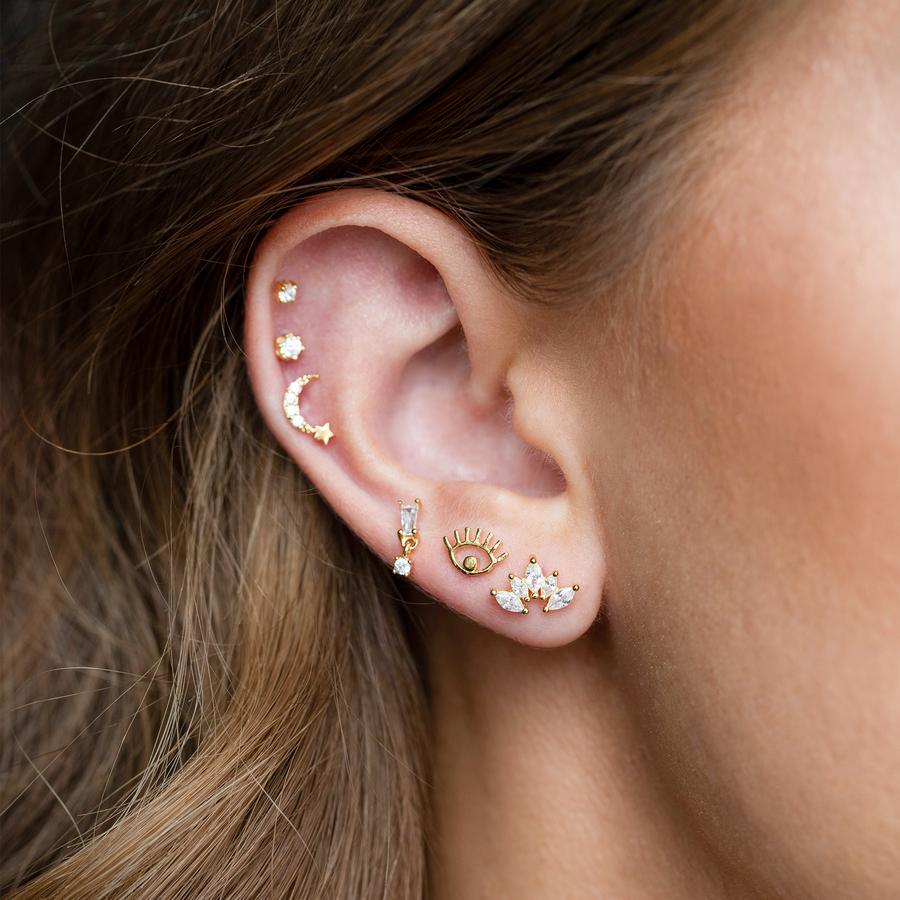 Fashion rod ear copper bone geometric rectangular cubic zircon jewelry