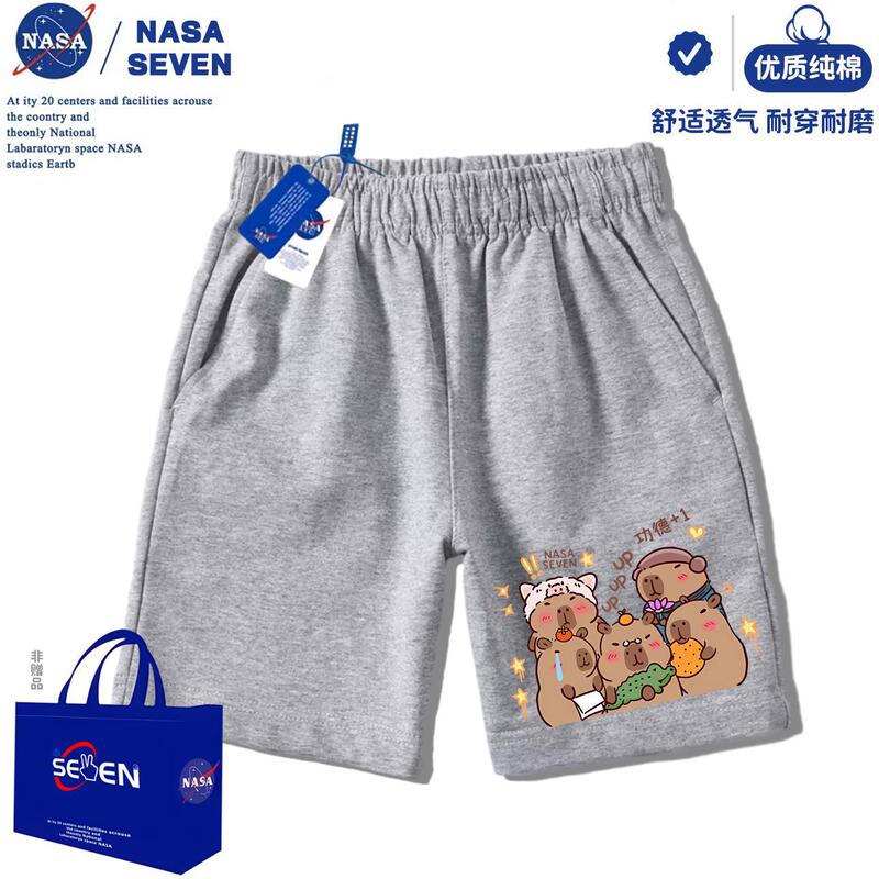 NASA卡皮巴拉纯棉T恤儿童洋气2025夏季新款水豚君短袖男女童上衣|undefined