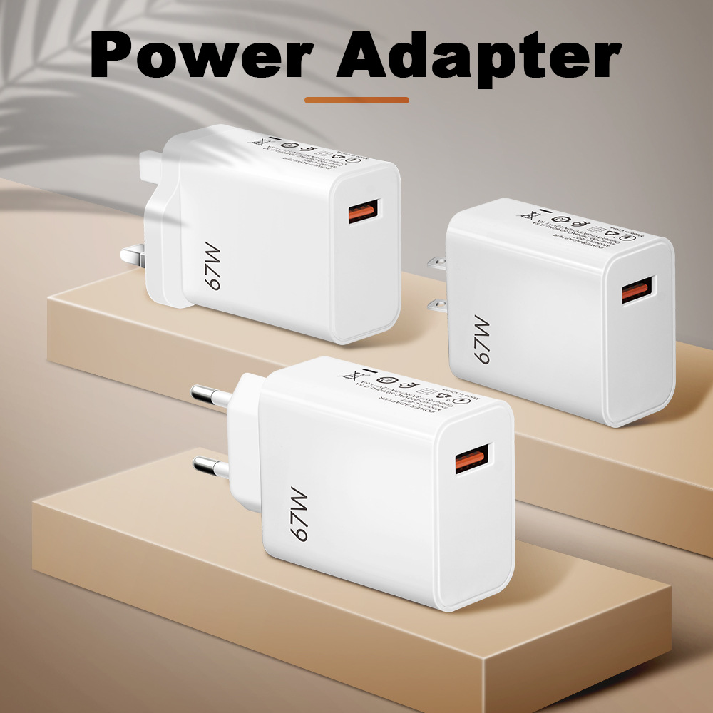 67W carga flash cargador de teléfono móvil 5V/5A europeo y americano reglas británicas Super carga rápida cabeza adaptador corriente completo