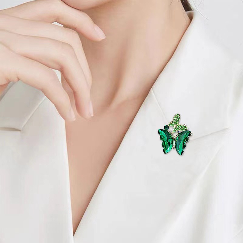 Double Butterfly Brooch For Women Elegant Crystal Accessory_voghion.com
