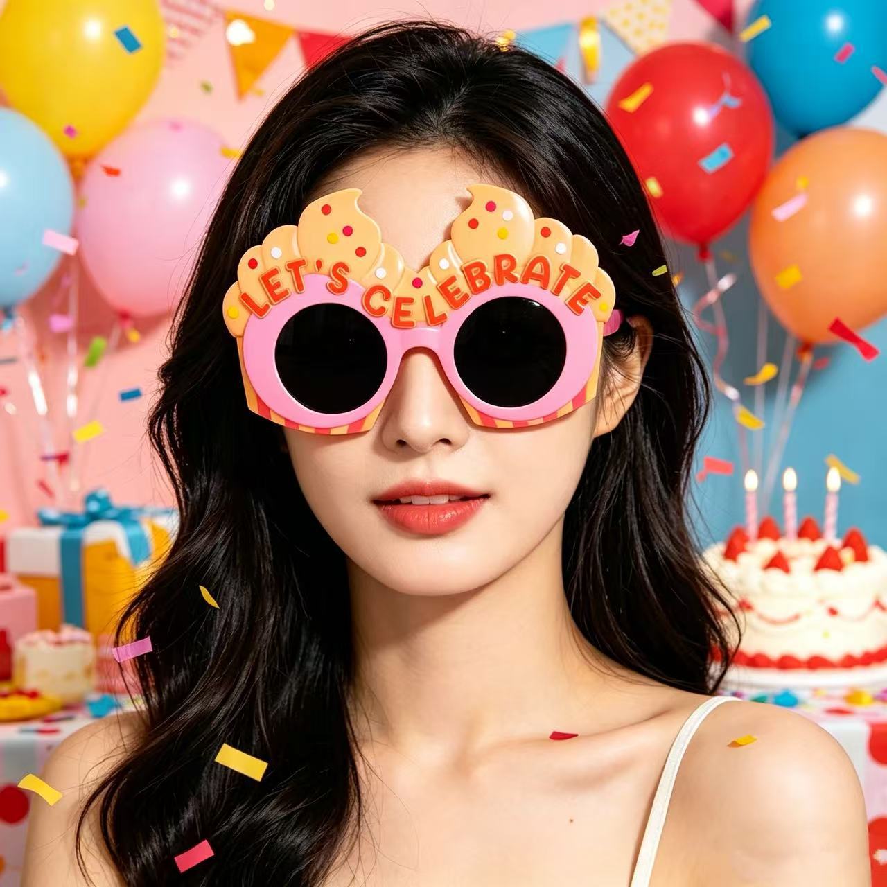 Cumpleaños temático fiesta gafas extrañas feliz cumpleaños pastel vela gafas de diseño de cumpleaños accesorios de fotos