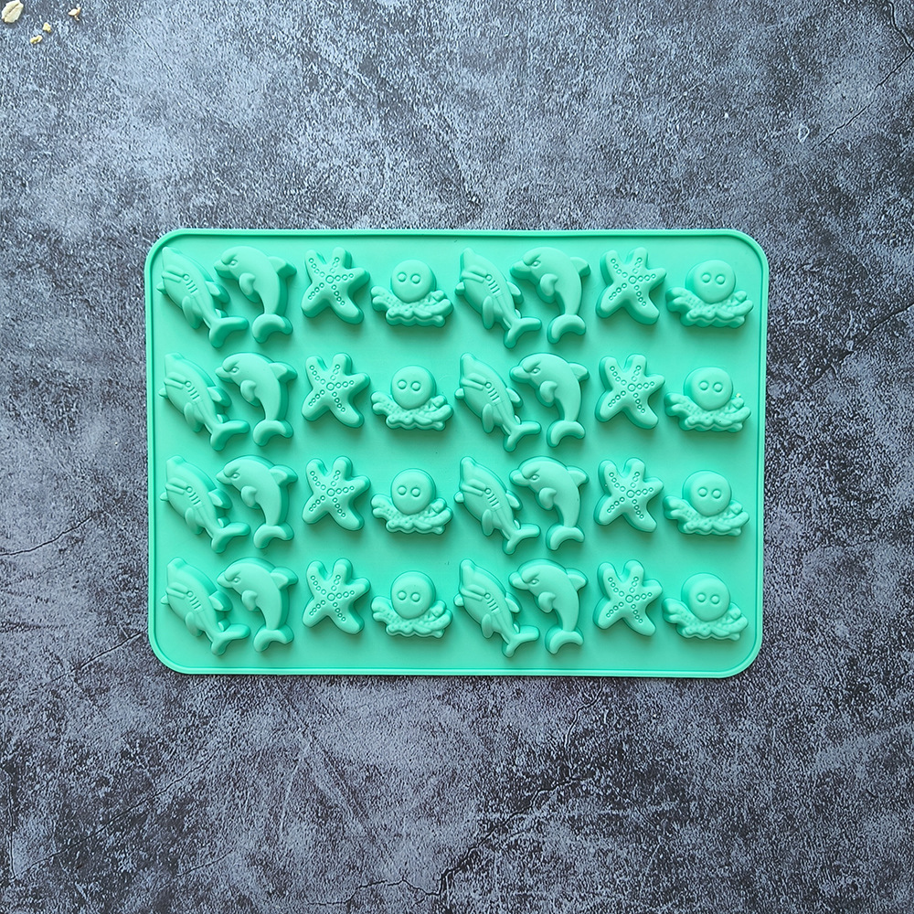 32 agujeros estrella de mar 335 chocolate molde de silicona molde de rejilla de hielo molde de galletas dulces pudín molde de horneado