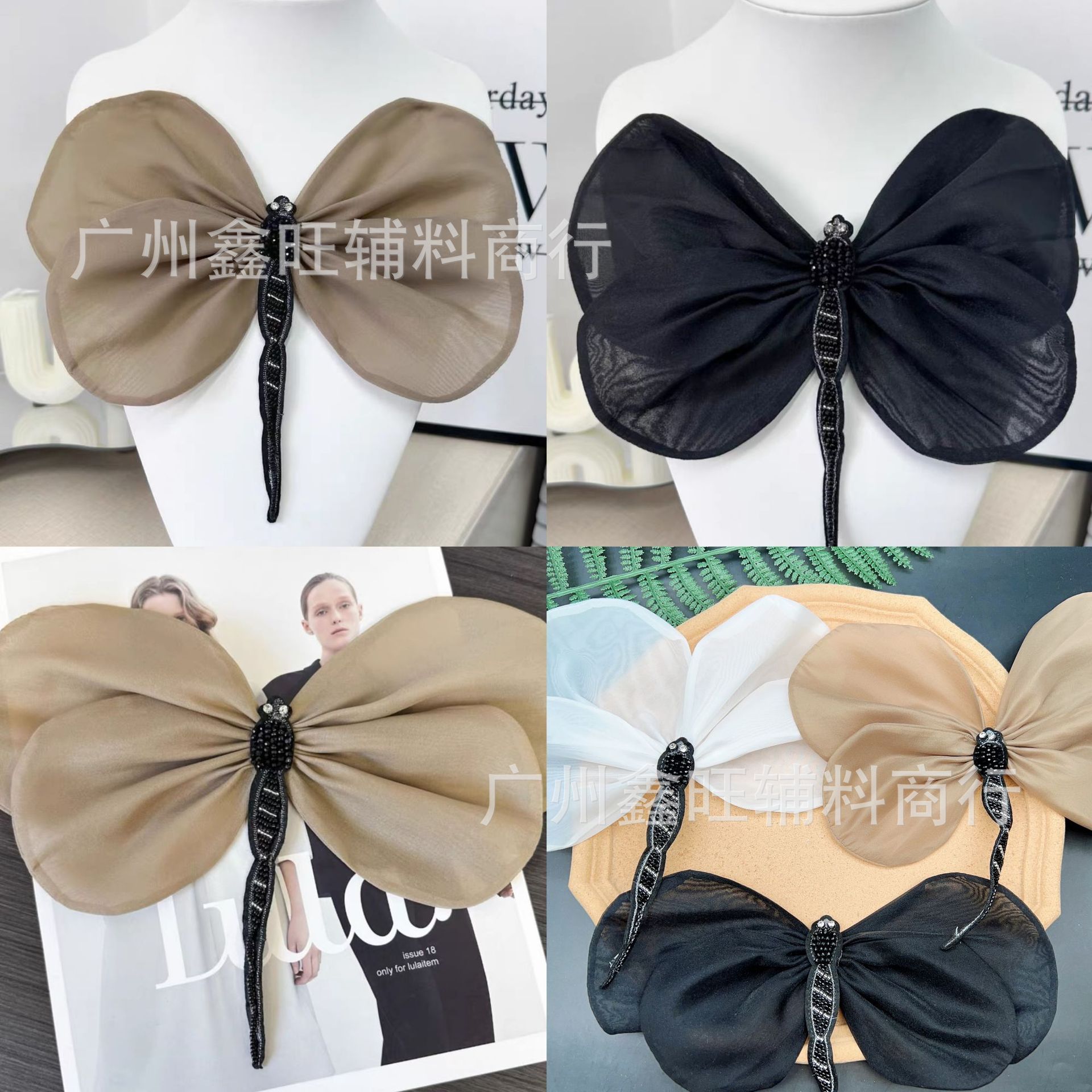 新款绢纱蜻蜓重工缝珠刺绣秋冬季爆款服装辅料饰品搭配高档配饰