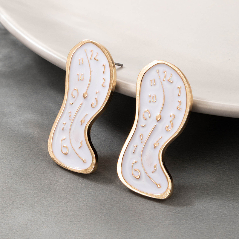 Fashion Simple Jewelry White Peanut Oil Drop Earrings Geometric Irregular Earrings display picture 5