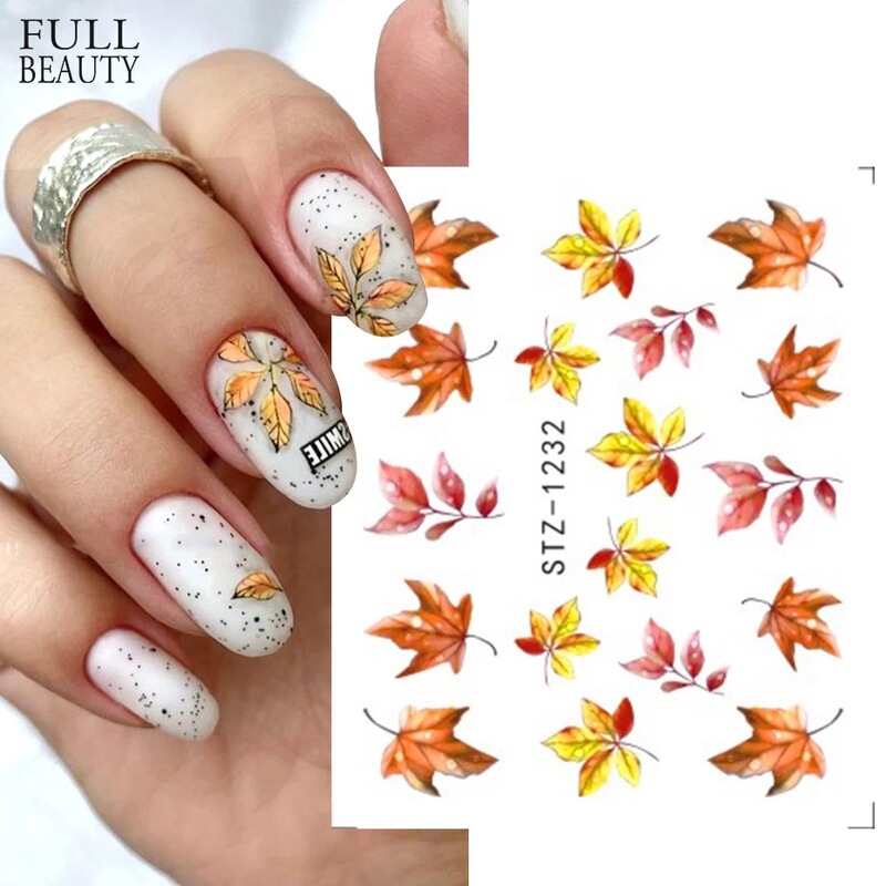 Cross-border supply nail art watermark sticker autumn maple leaf nail sticker watermark nail art sticker wholesale nail Cross-border supply nail art watermark sticker autumn maple leaf nail sticker watermark nail art sticker wholesale nail