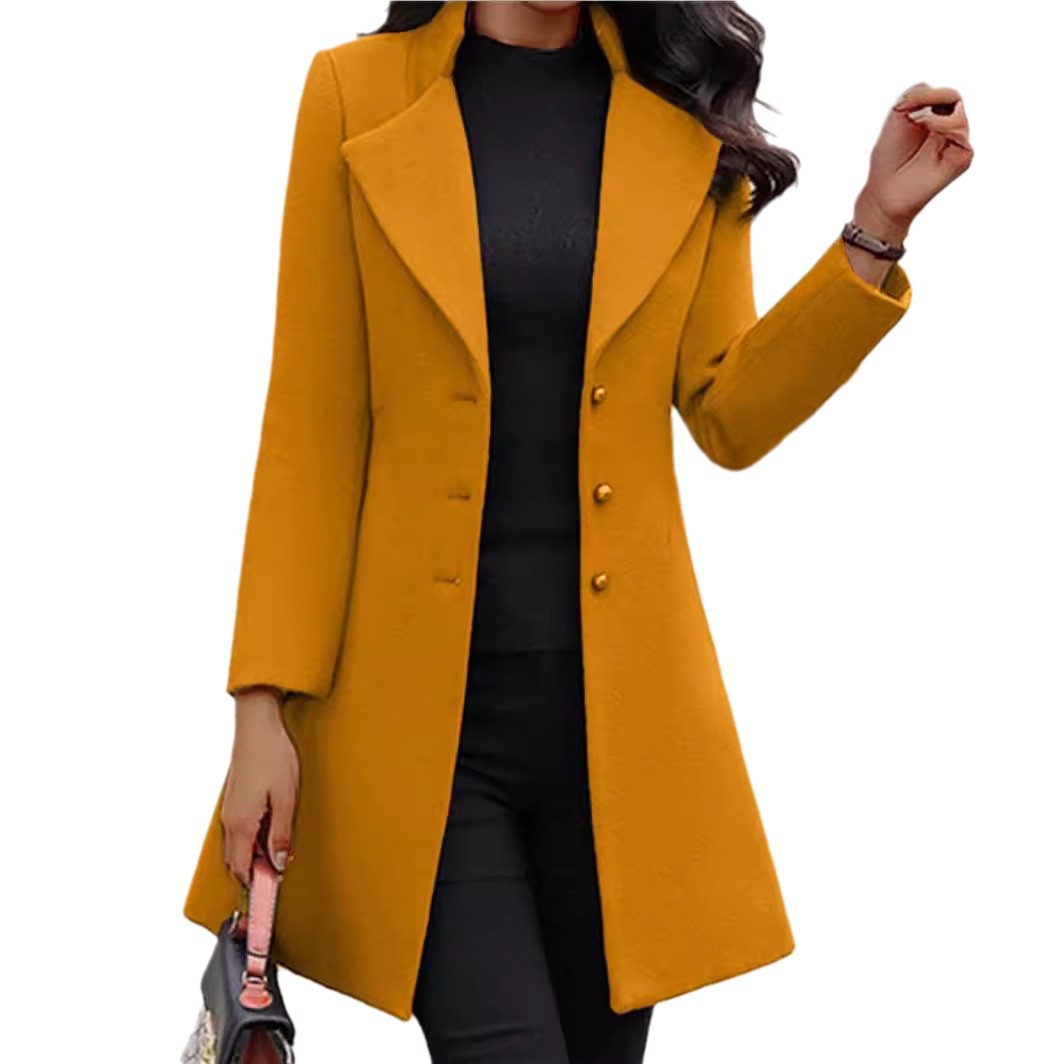 Winter Nieuwe Koreaanse Fit Mid-lengte 2023 Dames Wollen Jas_voghion.com