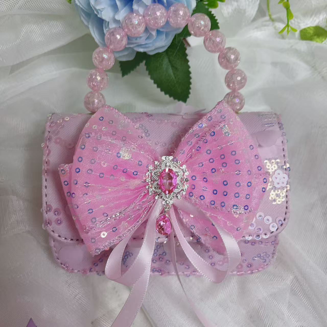 Bolsos infantiles, bolsos de moda princesa de perlas, bolsos de cambio de chicas lindas, bolsos de hombro de chicas
