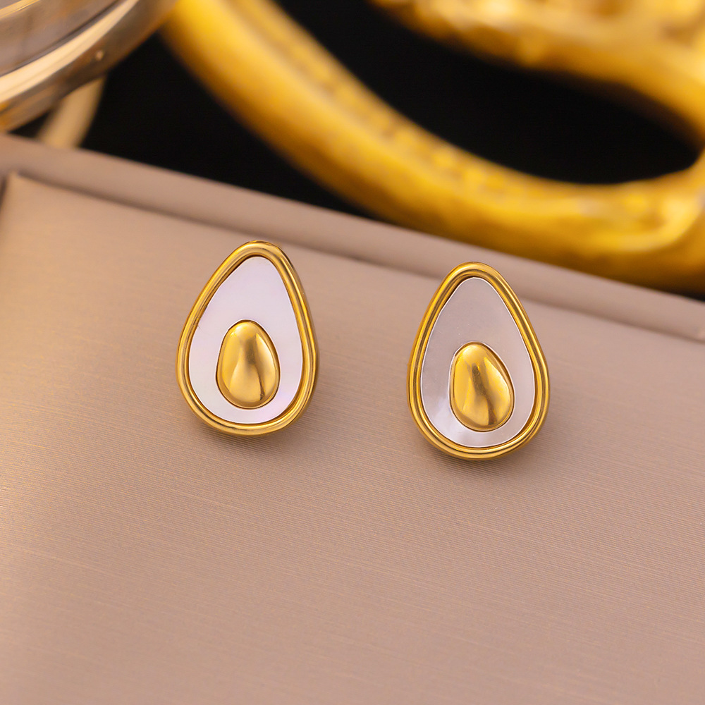 PVD Coated Real Gold Plated 18K Gold Avocado 304 Stainless Steel Simple Style Commute Waterproof Non Tarnish Earrings Necklace display picture 2