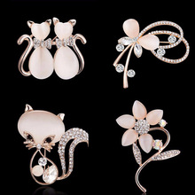 优雅猫眼石胸针女韩国时尚水钻胸花别针气质百搭毛衣开衫领针饰品