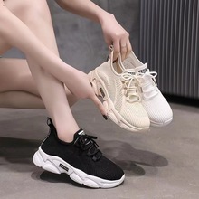 2024春季新款女一件代发运动网面透气内增高百搭老爹鞋学生小白鞋